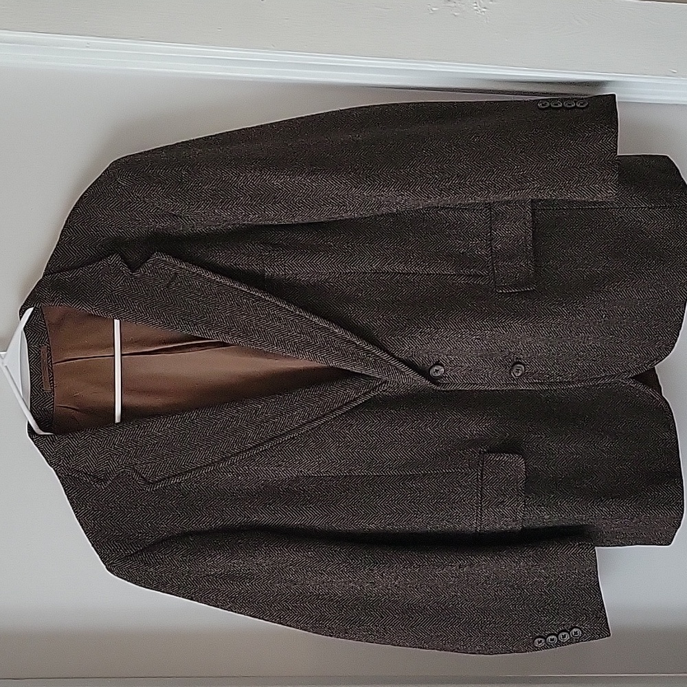 Alan Lebow 100% Wool Blazer Hartz Brown Tweed See Measurements